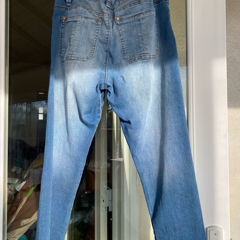 Democracy Freedom Ankle Skimmer Jeans Size 12 Blue Stretch Raw Hem - Picture 5 of 9